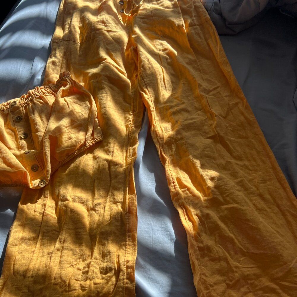 BILLABONG X SINCERELY‎ JULES Bring On Wide Leg Pants & top Cotton Mango Size M - Picture 8 of 16